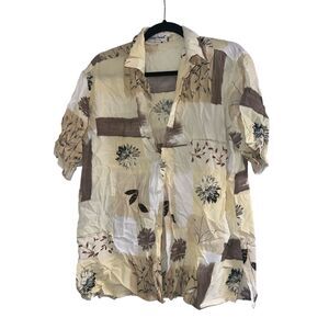 ✨Giorgio Danieli Pale Yellow Hawaiian Tropical Short Sleeve Sz Medium Shirt✨